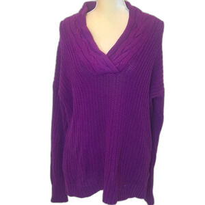 Lauren Ralph Lauren Chunky Knit Oversized V-neck Sweater size large ladies